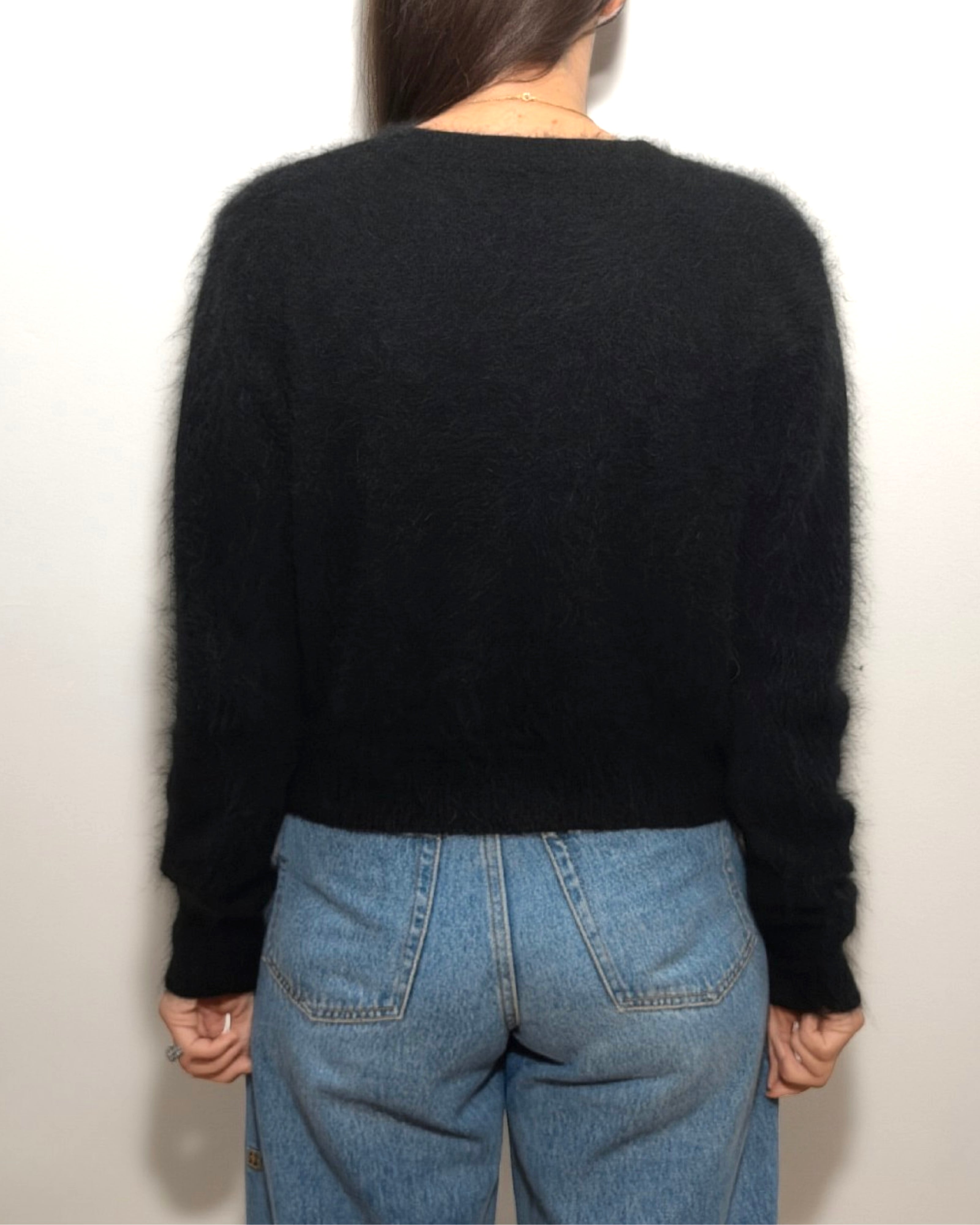 HONEY Short Button Cashmere Cardigan - Black