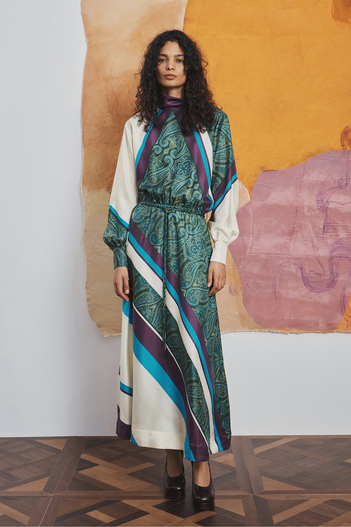 ALÉMAIS Joni Silk Midi Dress