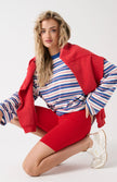 cartel & willow Carter Long Sleeve - Red/Slate Stripe