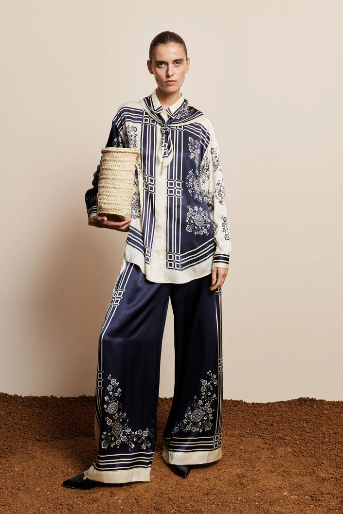 ALÉMAIS Banderra Scarf Silk Shirt