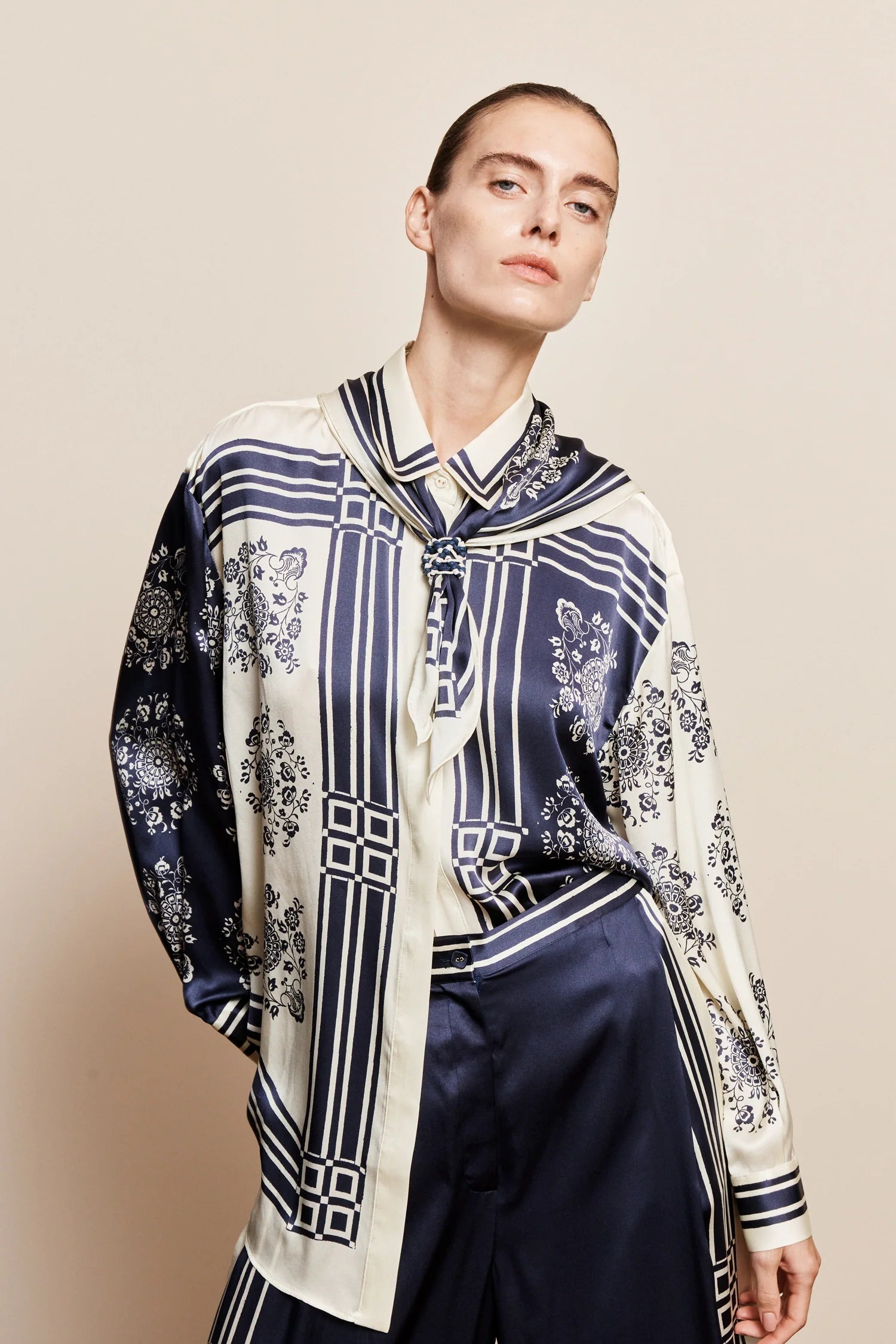 ALÉMAIS Banderra Scarf Silk Shirt