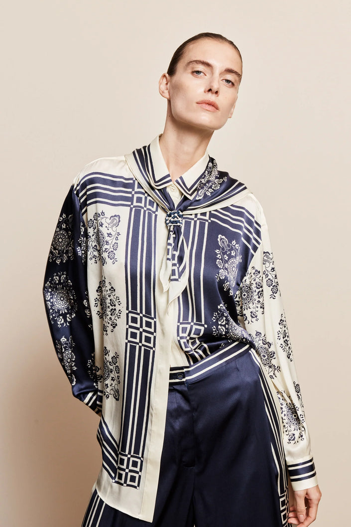 ALÉMAIS Banderra Scarf Silk Shirt