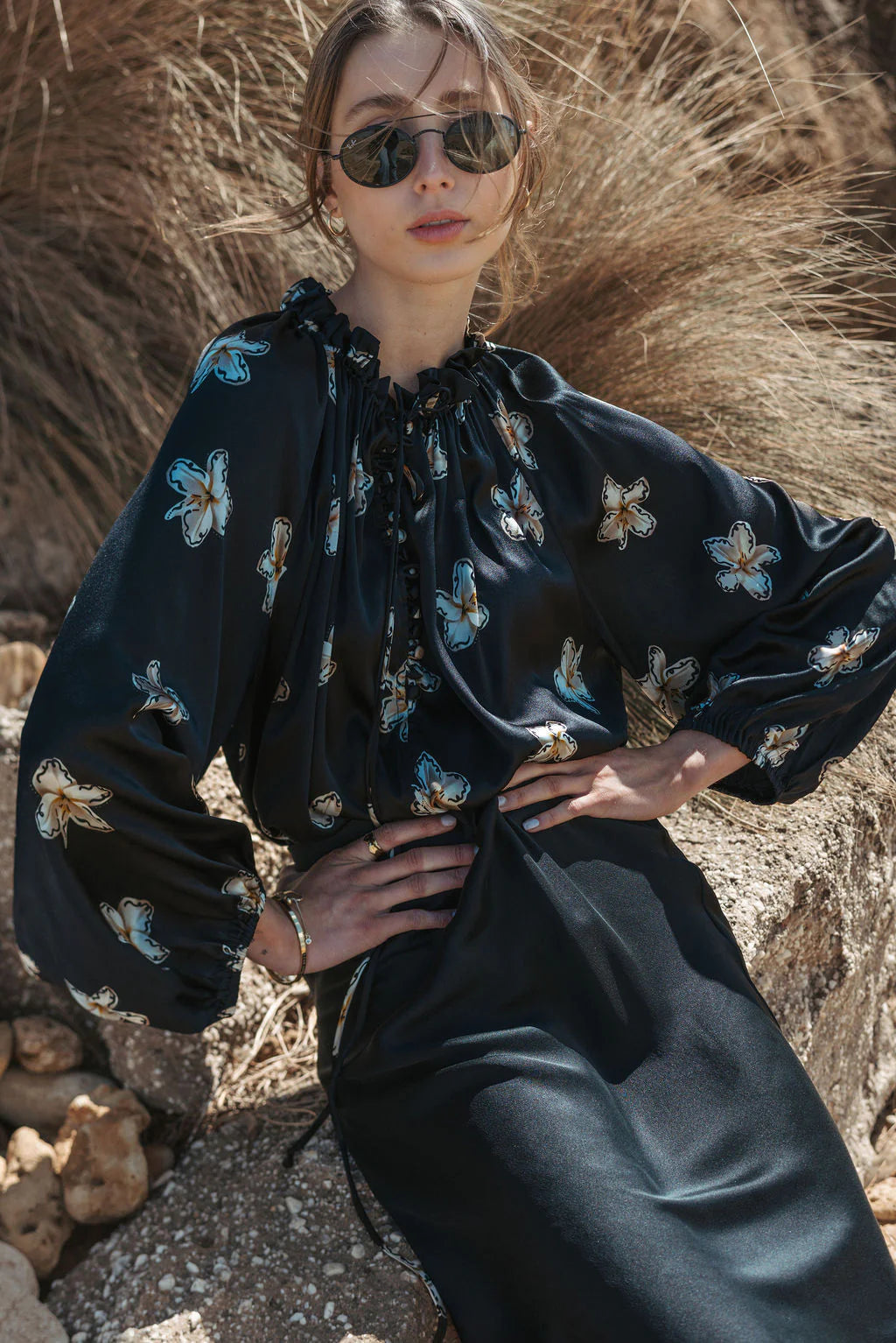 RALF Studios Shelly Top - Black Lillies