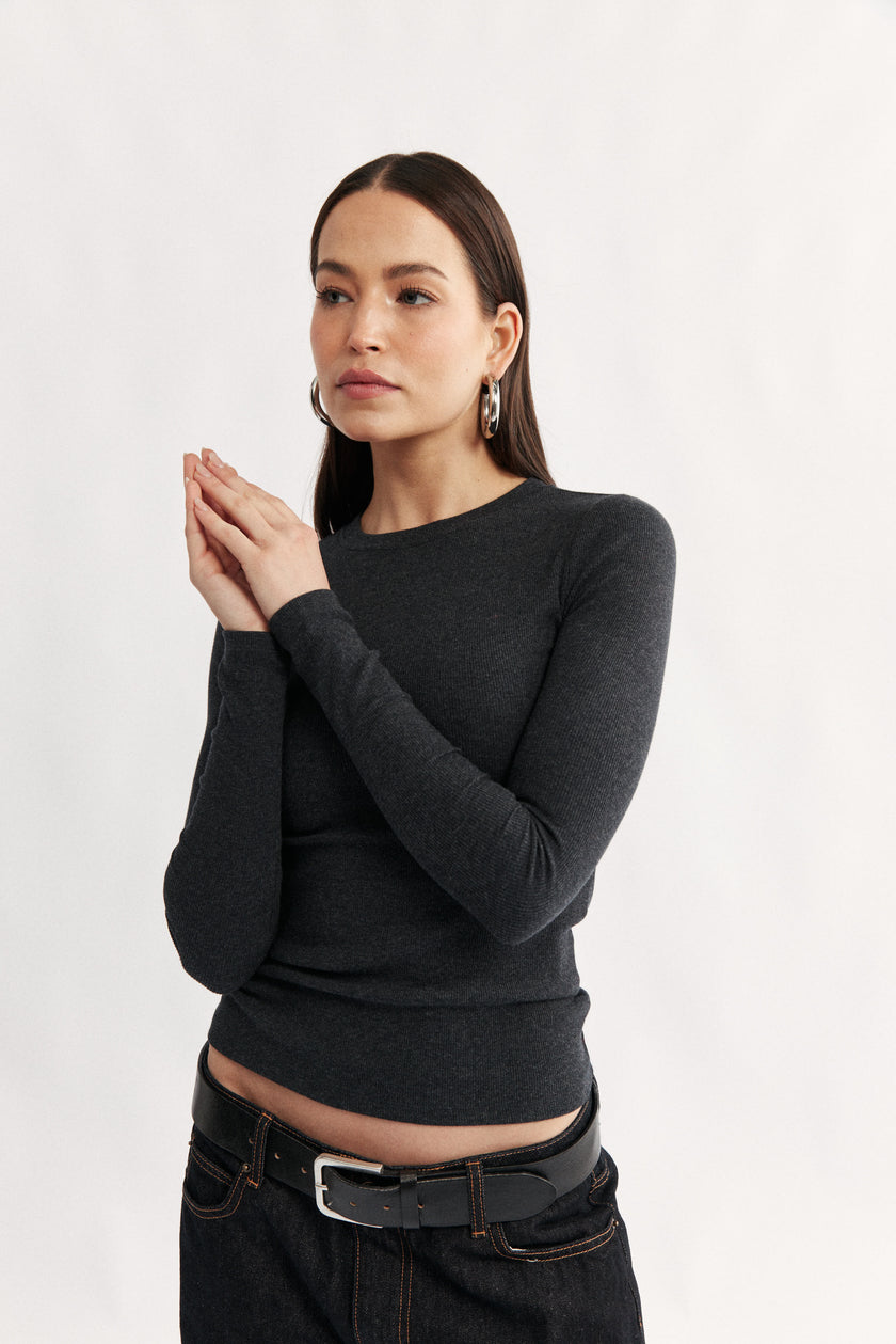 Primi Carina Classic Long Sleeve - Charcoal Marle