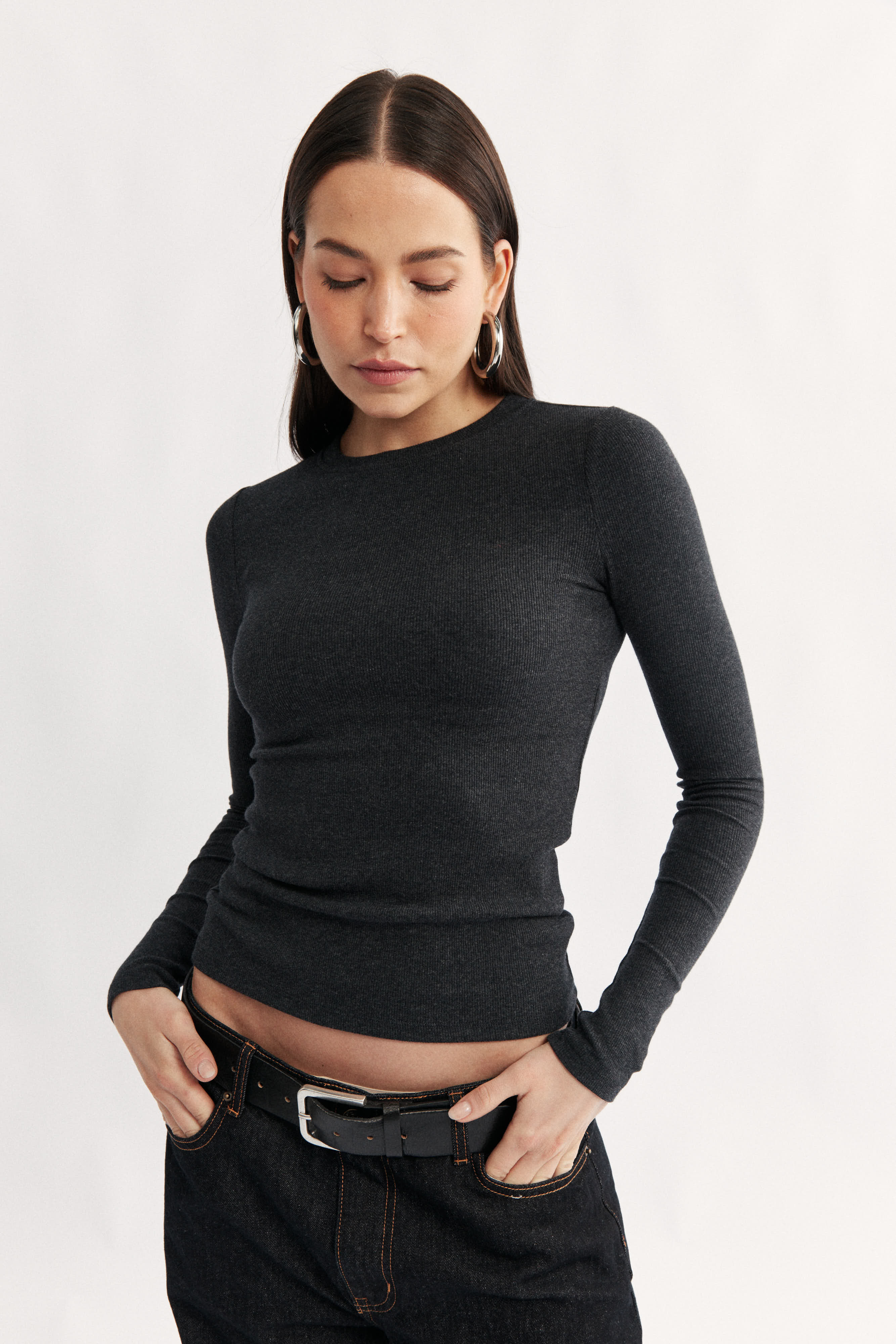 Primi Carina Classic Long Sleeve - Charcoal Marle
