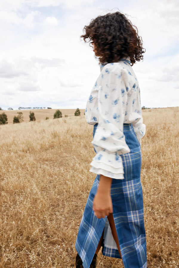 ASTON STUDIO Lucinda Blouse - Cerulean/Peony