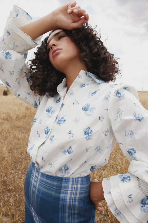 ASTON STUDIO Lucinda Blouse - Cerulean/Peony