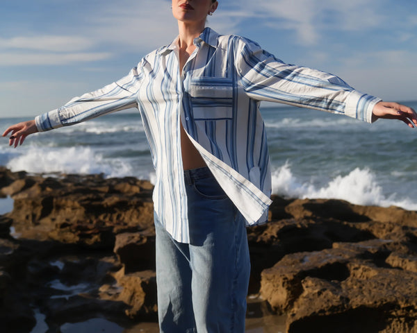 ASTON STUDIO Buddy Shirt Cerulean/Antique Stripe