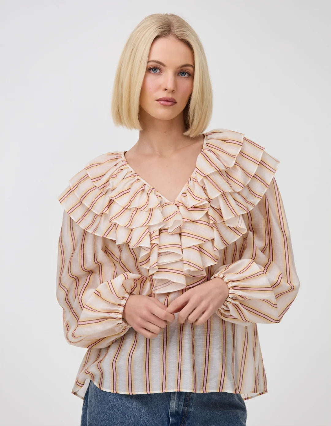 ASTON STUDIO Ellery Blouse - Jaipur Harvest Stipe