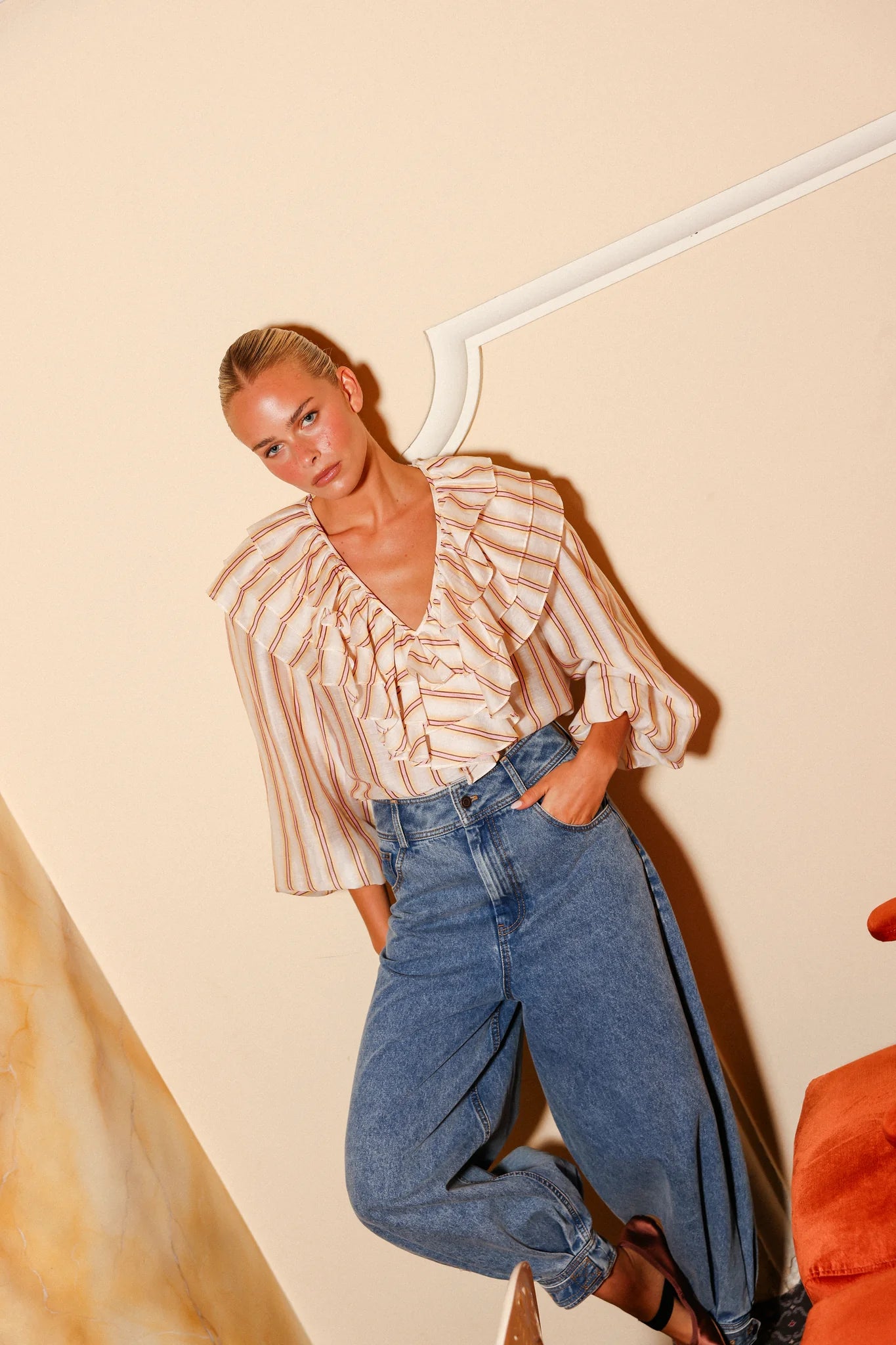 ASTON STUDIO Ellery Blouse - Jaipur Harvest Stipe