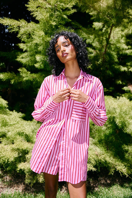ASTON STUDIO Buddy Shirt - Magenta Stripe