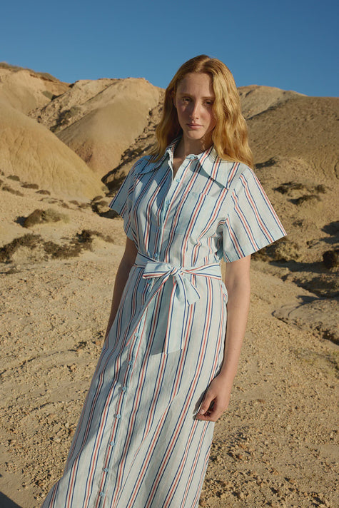 ASTON STUDIO Edie Shirt Dress -Blithe Cherry