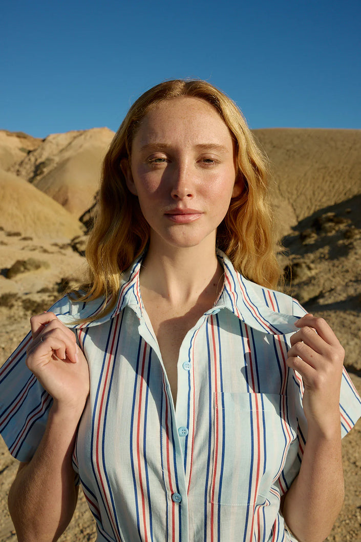 ASTON STUDIO Edie Shirt Dress -Blithe Cherry