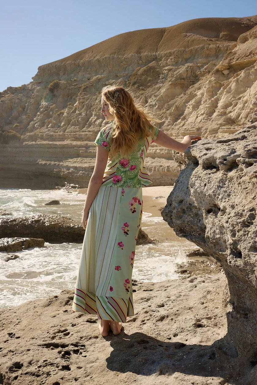 ASTON STUDIO Tilla Denim Maxi Skirt - Meadow Multi