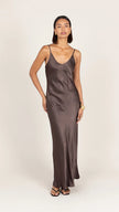 Charli Lana Satin Dress - Espresso