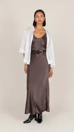 Charli Lana Satin Dress - Espresso