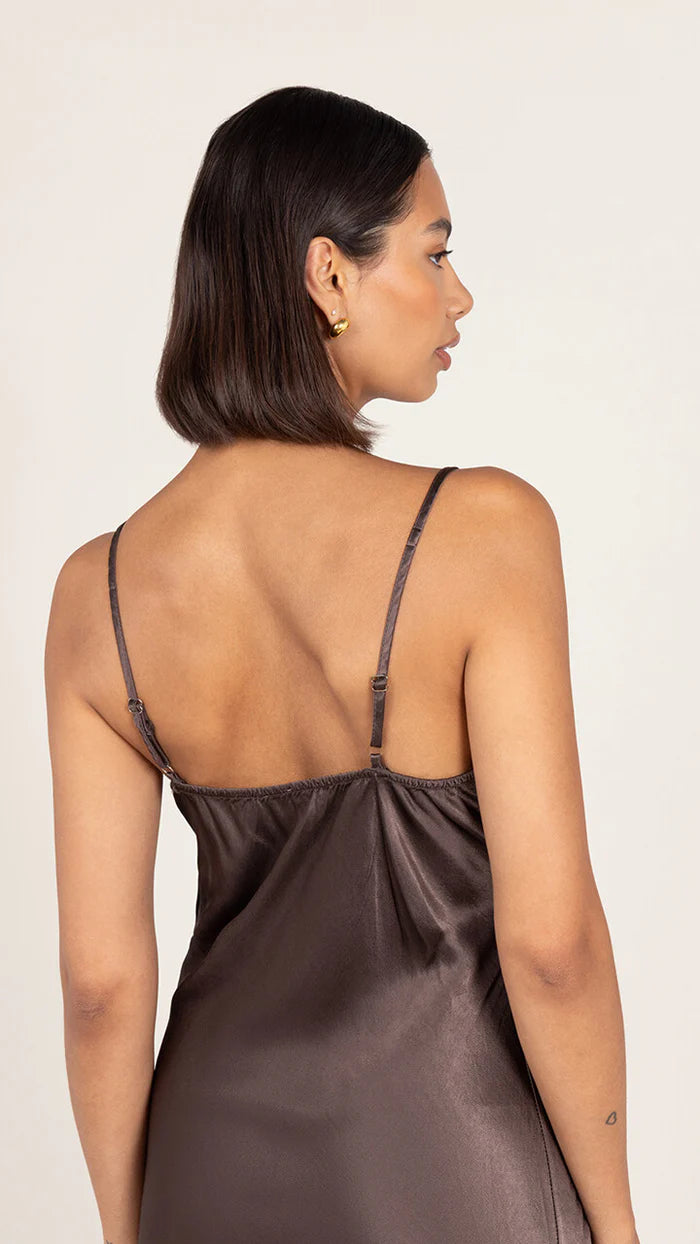 Charli Lana Satin Dress - Espresso