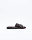 WALNUT Agnes Leather Sandal - Chocolate Croc
