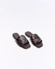 WALNUT Agnes Leather Sandal - Chocolate Croc