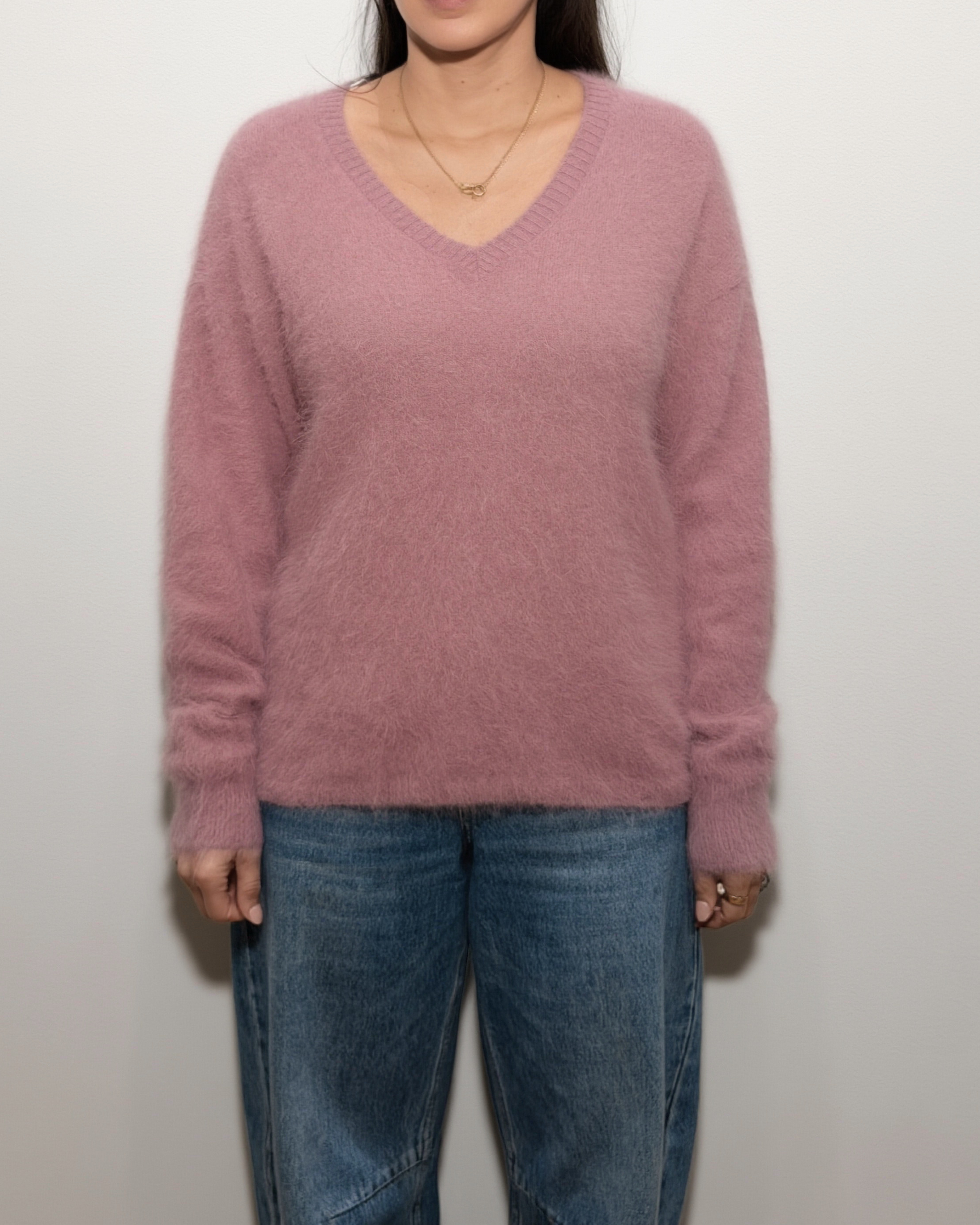 HONEY L/S V Neck Cashmere Knit - Dark Mulberry