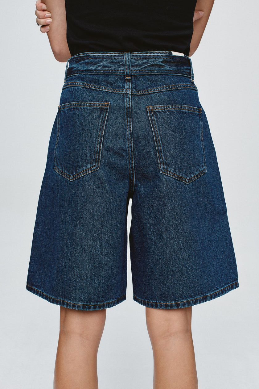 Marle Belted Jean Short - Classic Blue