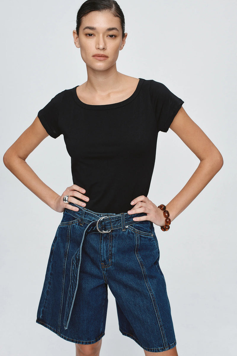 Marle Belted Jean Short - Classic Blue