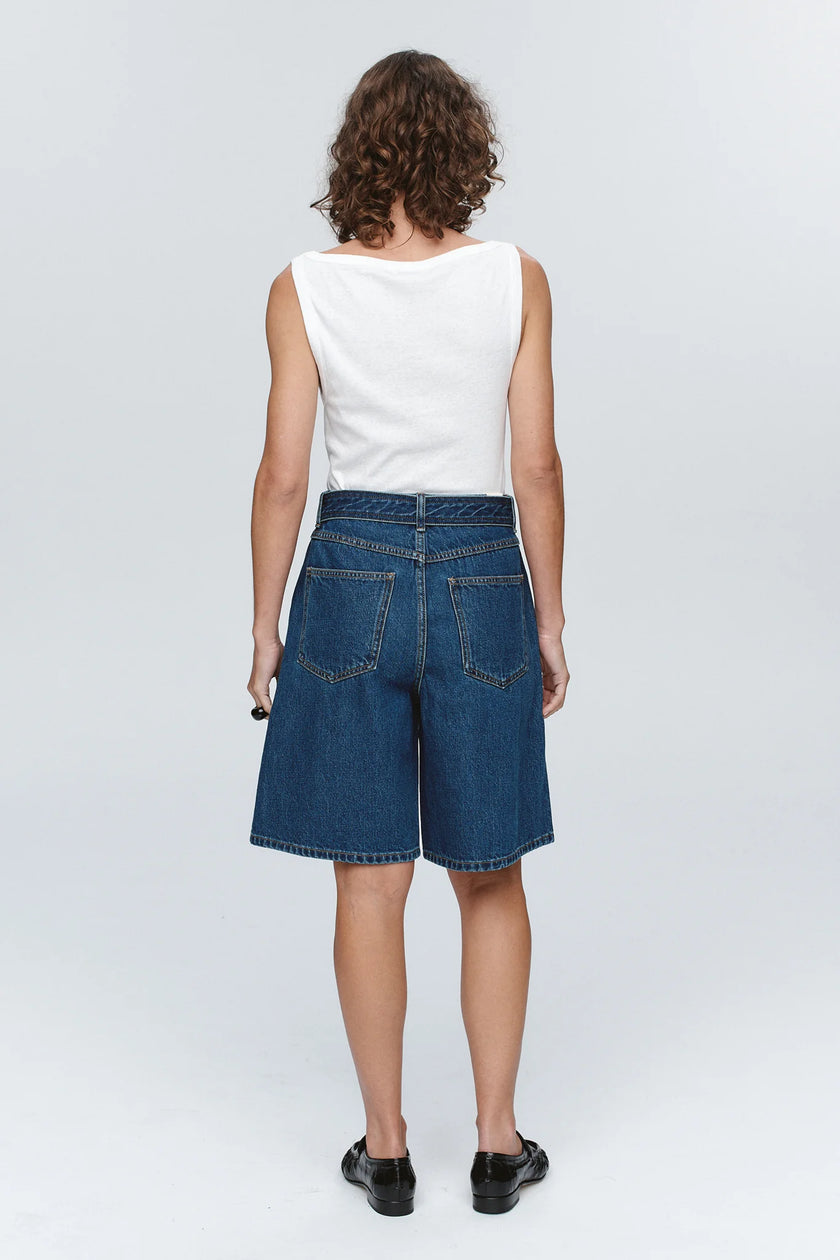 Marle Belted Jean Short - Washed Indigo