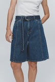 Marle Belted Jean Short - Washed Indigo