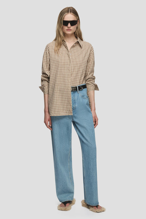 Blanca Constance Shirt - Cream/Brown Check