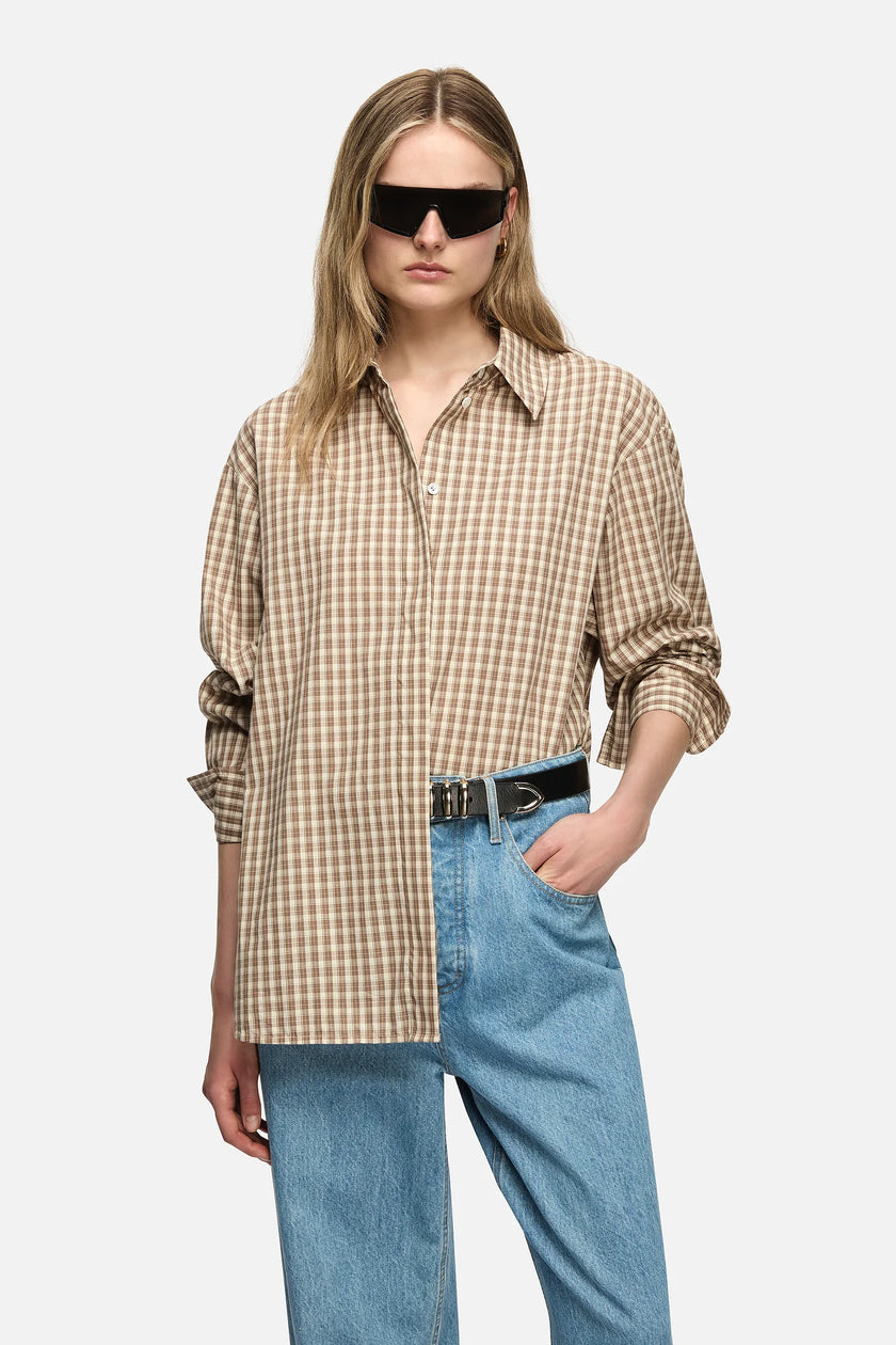 Blanca Constance Shirt - Cream/Brown Check