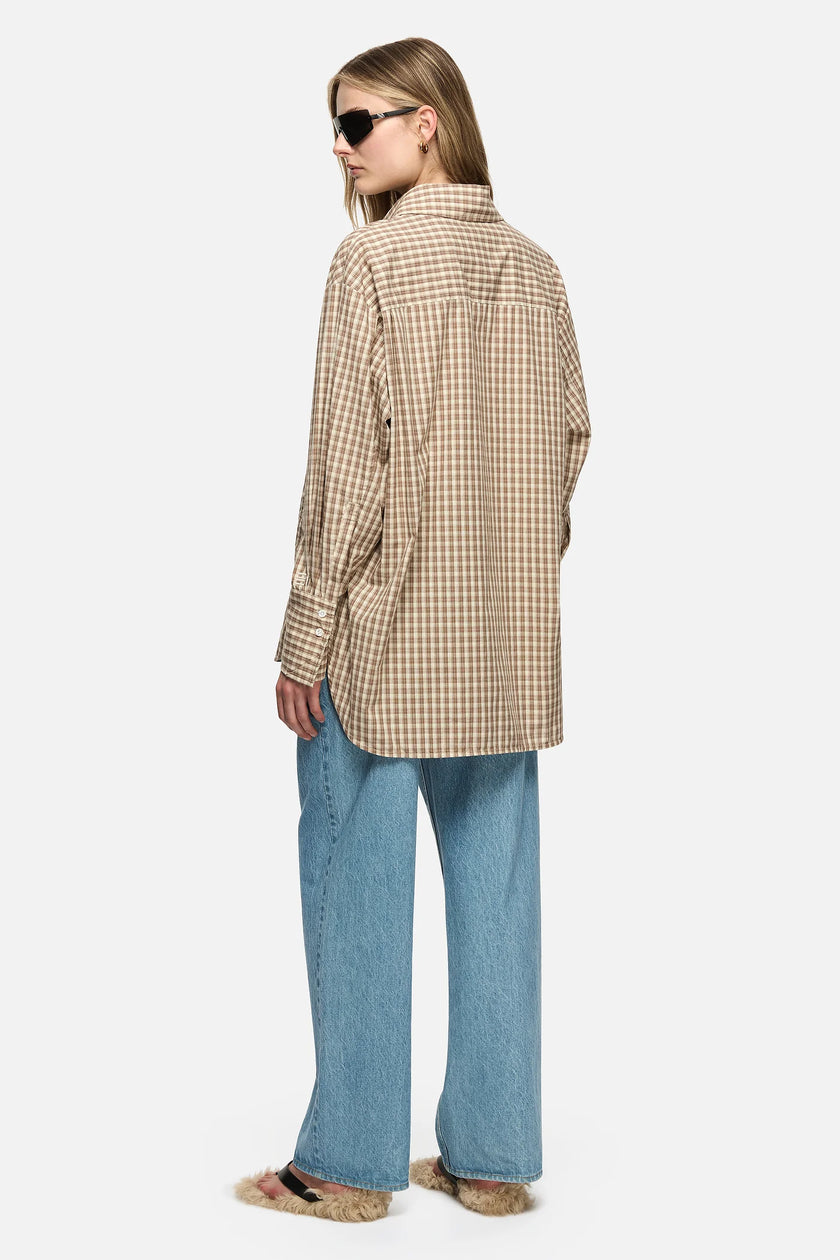 Blanca Constance Shirt - Cream/Brown Check