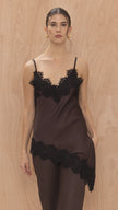 Charli Blake Top With Lace - Chocolate