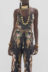 Camilla Dynasty Daze V-Neck Bias Cami with Lace and Embroidery