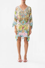 Camilla Just Coasting Tie Sleeve Short V Neck Kaftan