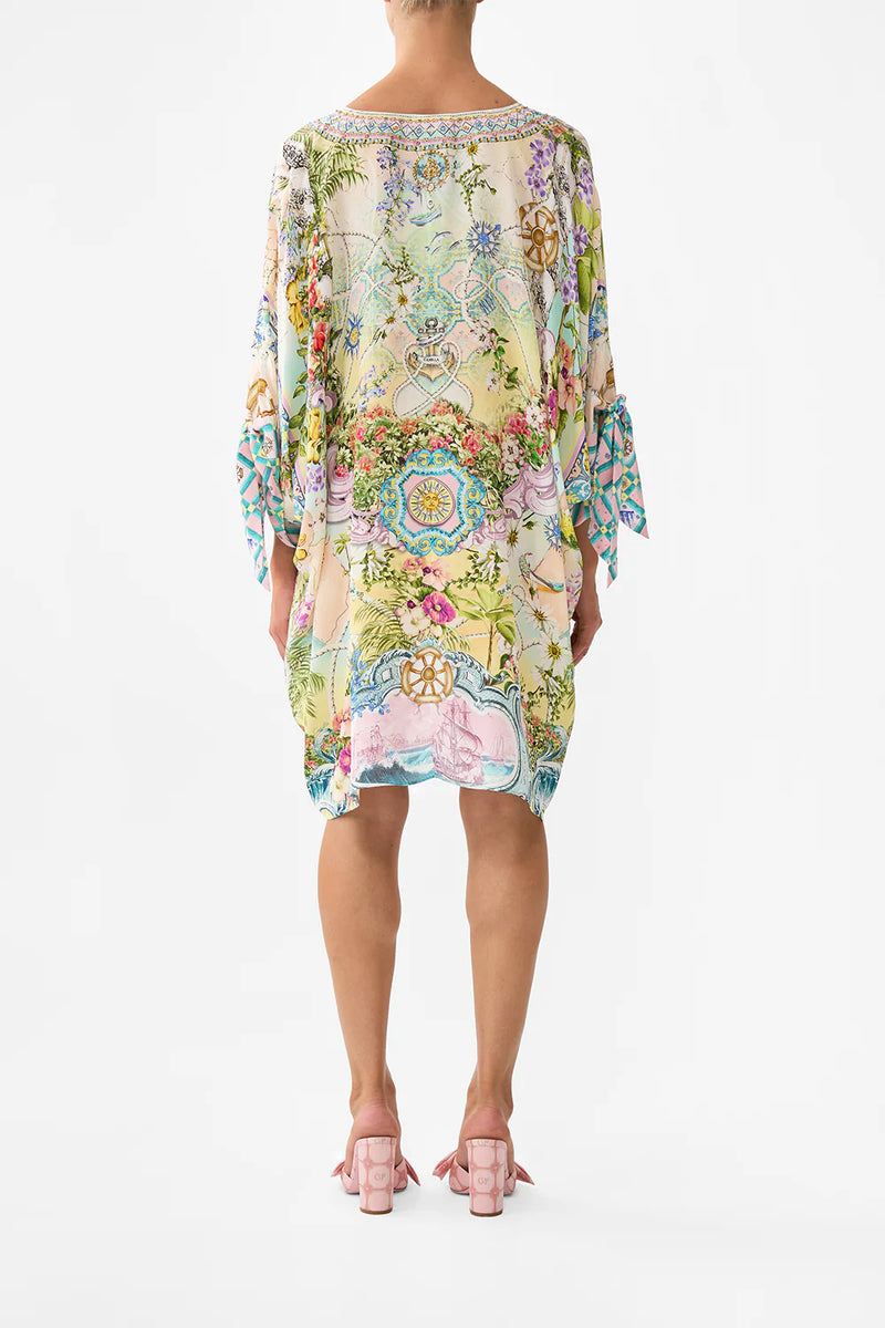 Camilla Just Coasting Tie Sleeve Short V Neck Kaftan