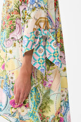 Camilla Just Coasting Tie Sleeve Short V Neck Kaftan
