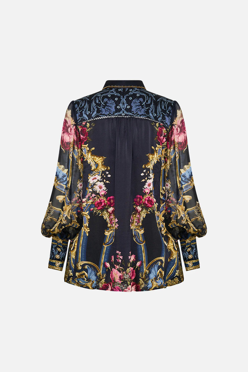 Camilla Ornate on a Plate Button Through Blouson Sleeve Blouse