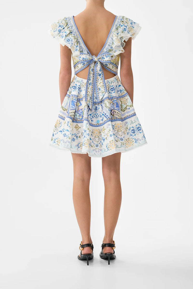 Camilla My Homespun Heart Tiered Short Dress With Neck Frill