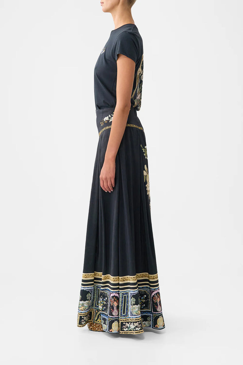 Camilla Ottoman Elegance Corset Waist Maxi Skirt