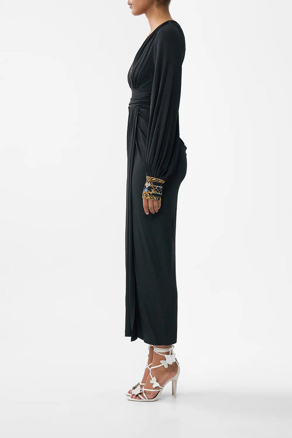 Camilla Ottoman Elegance Waisted Draped Jersey Dress