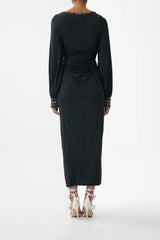 Camilla Ottoman Elegance Waisted Draped Jersey Dress