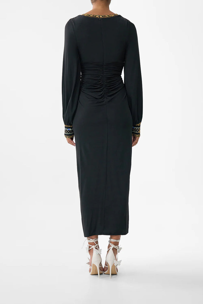 Camilla Ottoman Elegance Waisted Draped Jersey Dress