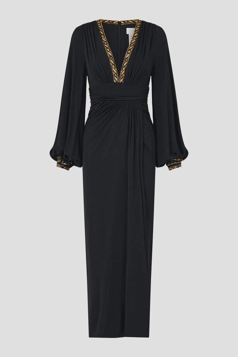 Camilla Ottoman Elegance Waisted Draped Jersey Dress
