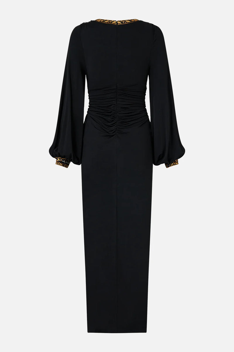 Camilla Ottoman Elegance Waisted Draped Jersey Dress