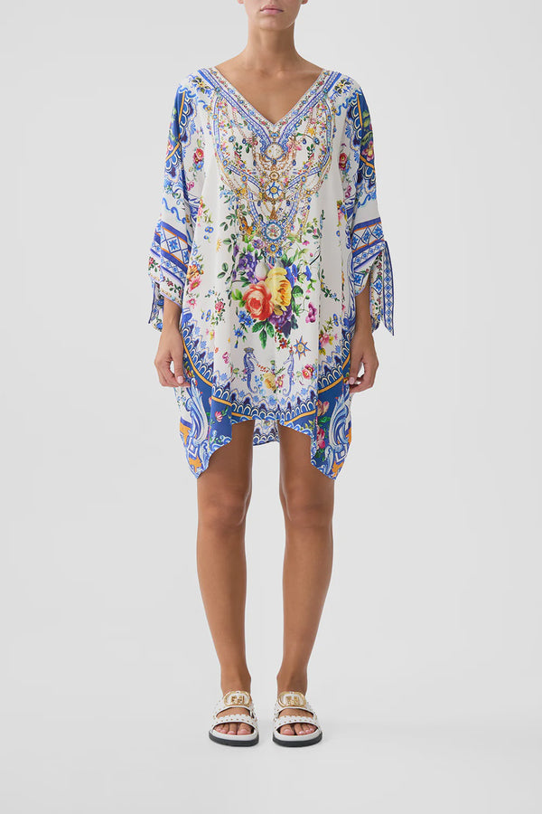 Camilla Tiles Darls Tie Sleeve Short V-Neck Kaftan