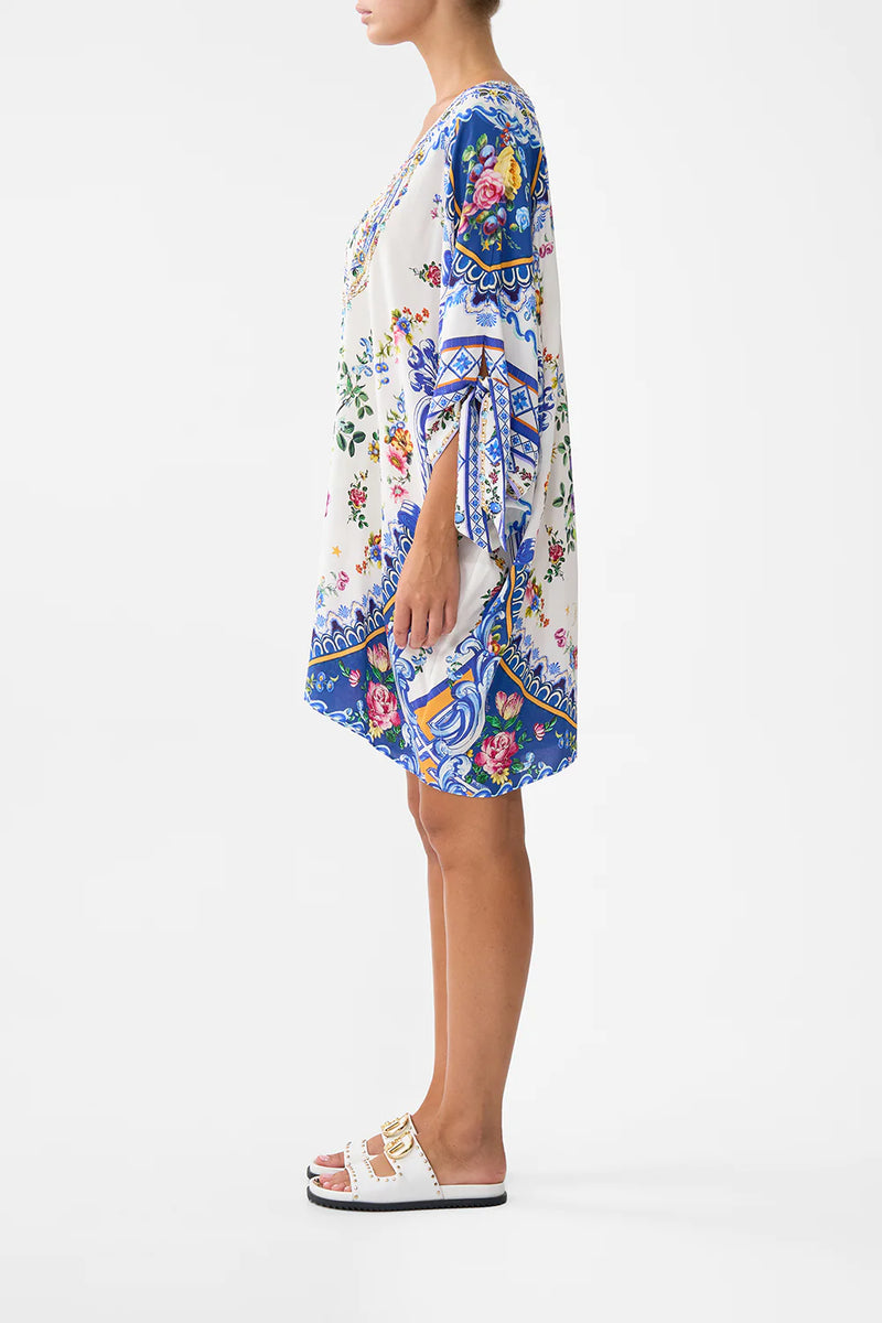 Camilla Tiles Darls Tie Sleeve Short V-Neck Kaftan