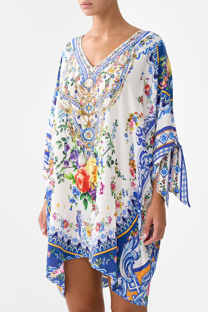 Camilla Tiles Darls Tie Sleeve Short V-Neck Kaftan