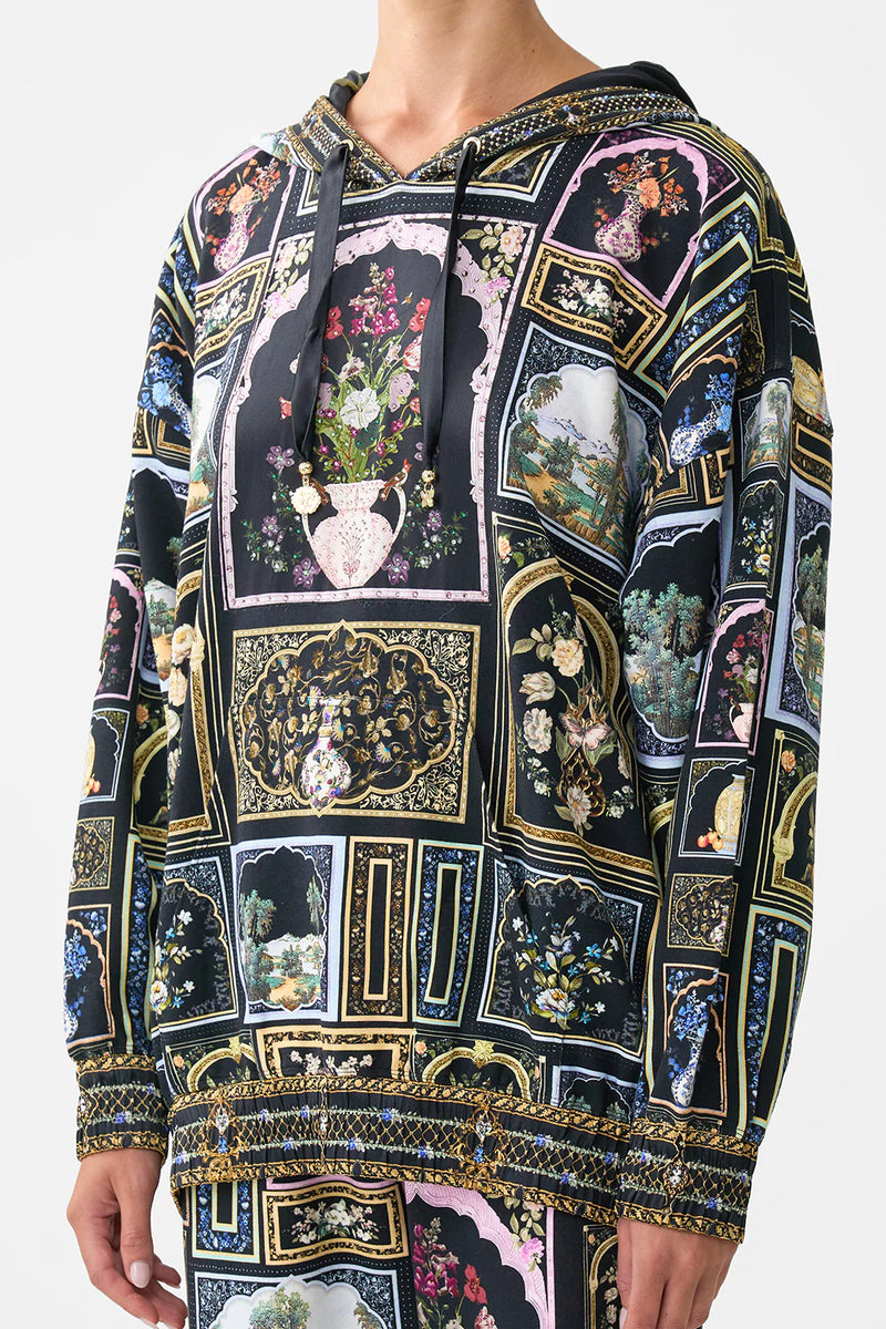 Camilla Ottoman Elegance Silk Hem Band Boyfriend Hoodie