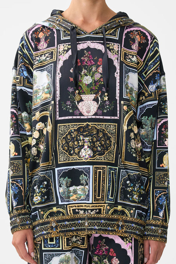 Camilla Ottoman Elegance Silk Hem Band Boyfriend Hoodie