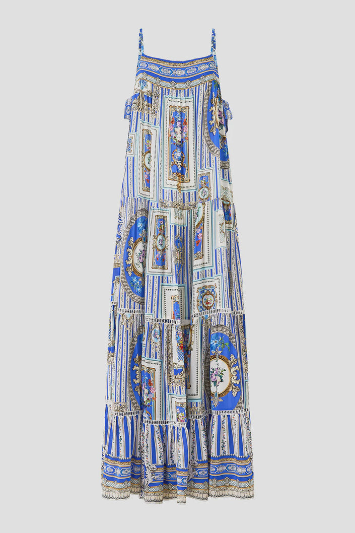 Camilla Ottoman Opulence Long Tiered Dress with Bow T